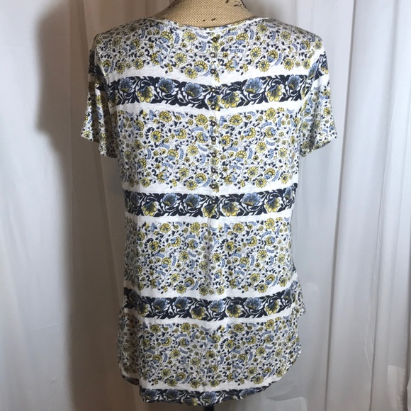 Lucky Brand Floral Button Back Linen T-Shirt Small - Picture 3 of 7